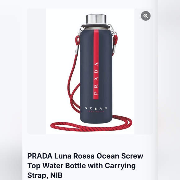 Prada Other - Prada Glass Water Bottle in Dark Blue and Bright Red